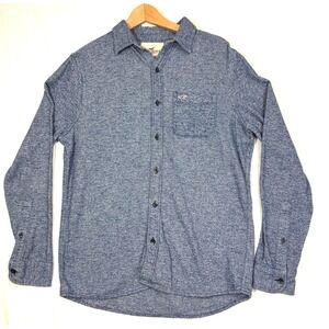 Hollister Button Down Shirt Blue Marled Long Sleeve Casual Cotton Logo Preppy M